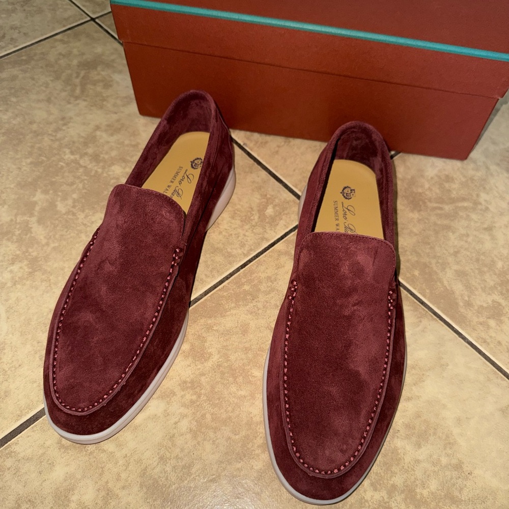 Loro Piana Summer Walk - Lightly Used Burgundy Suede Loafers for Men.